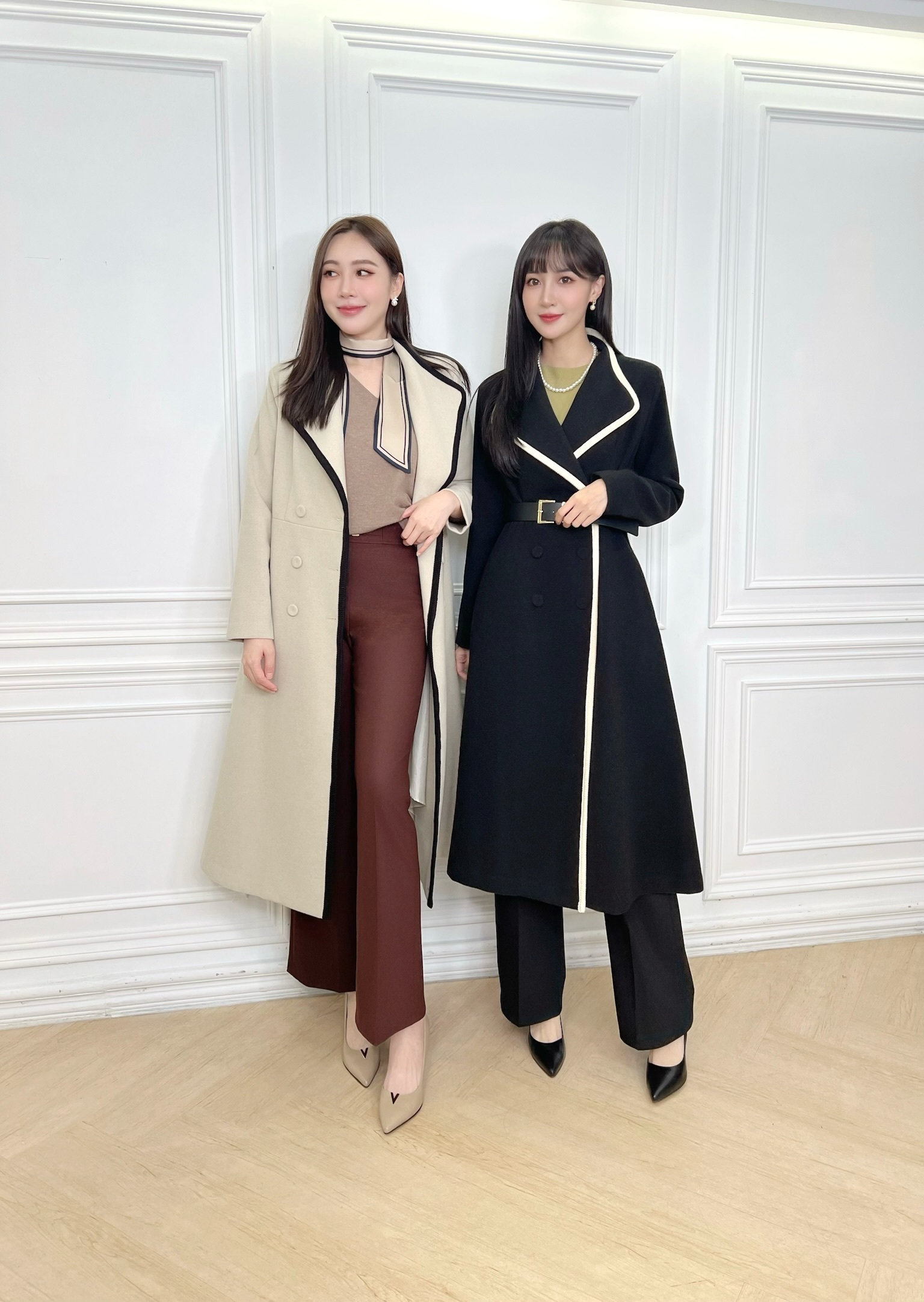 氣勢感!滾邊毛料大衣