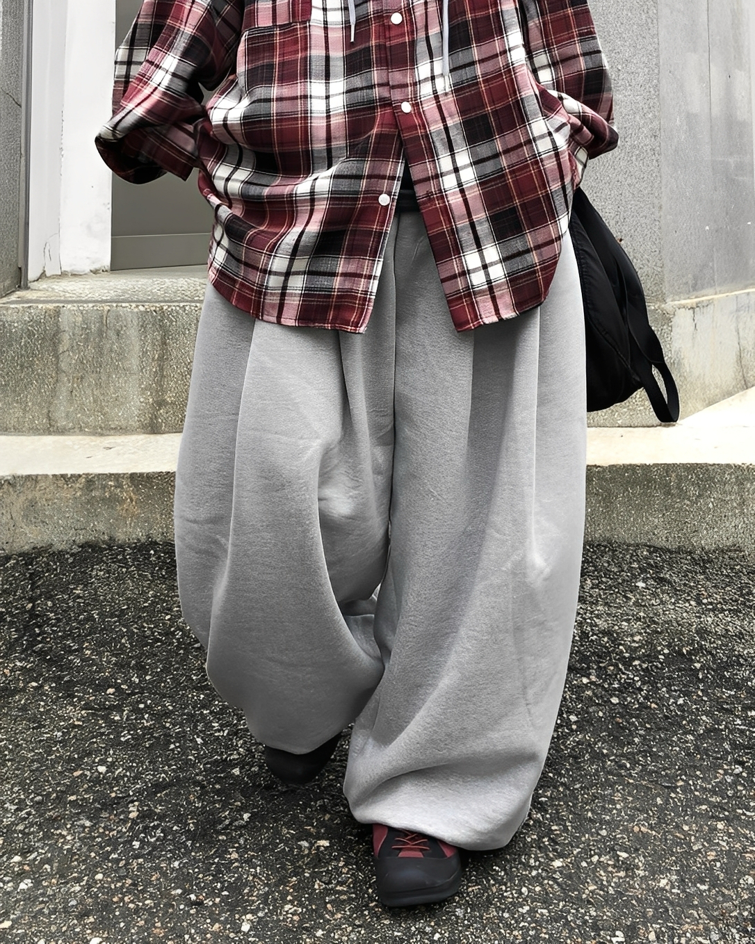 素面 重磅 闊腿 棉質 長褲 棉褲 氣球褲