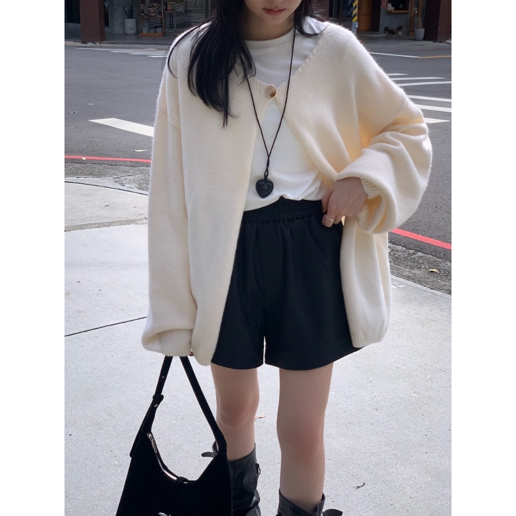 【imfine】毛衣戀愛 罩衫版鈕釦針織上衣 #7559