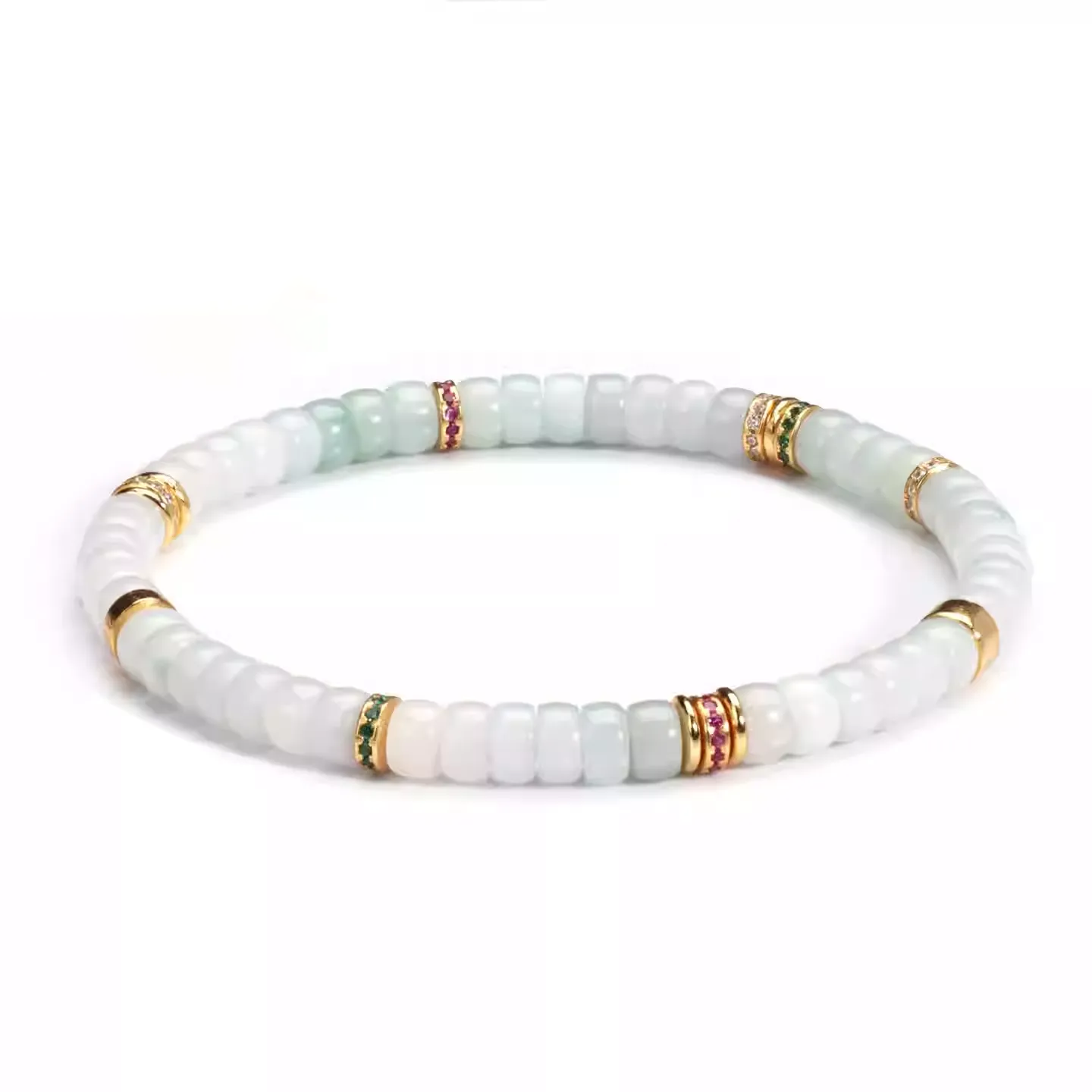 【寶石直切】緬甸天然A貨翡翠直切寶石等級水晶手鍊