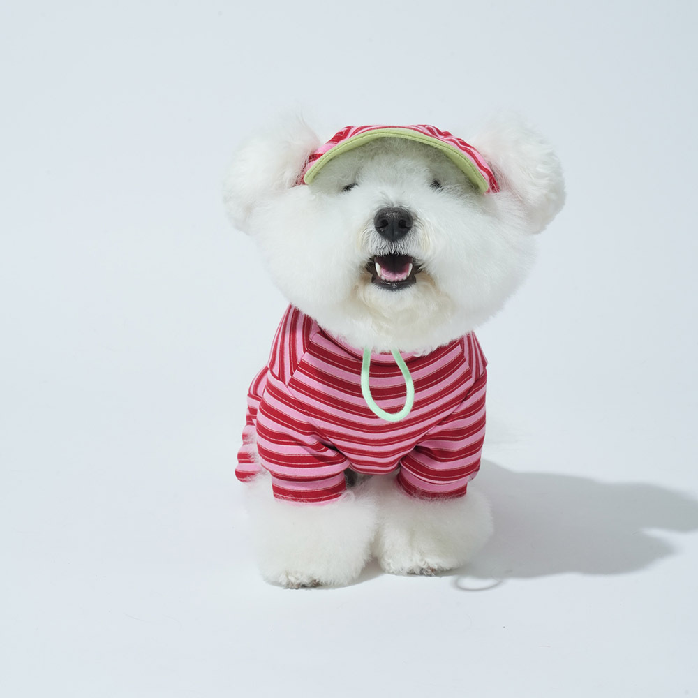 puppygallery｜Homeground 條紋四腳衣 玫紅