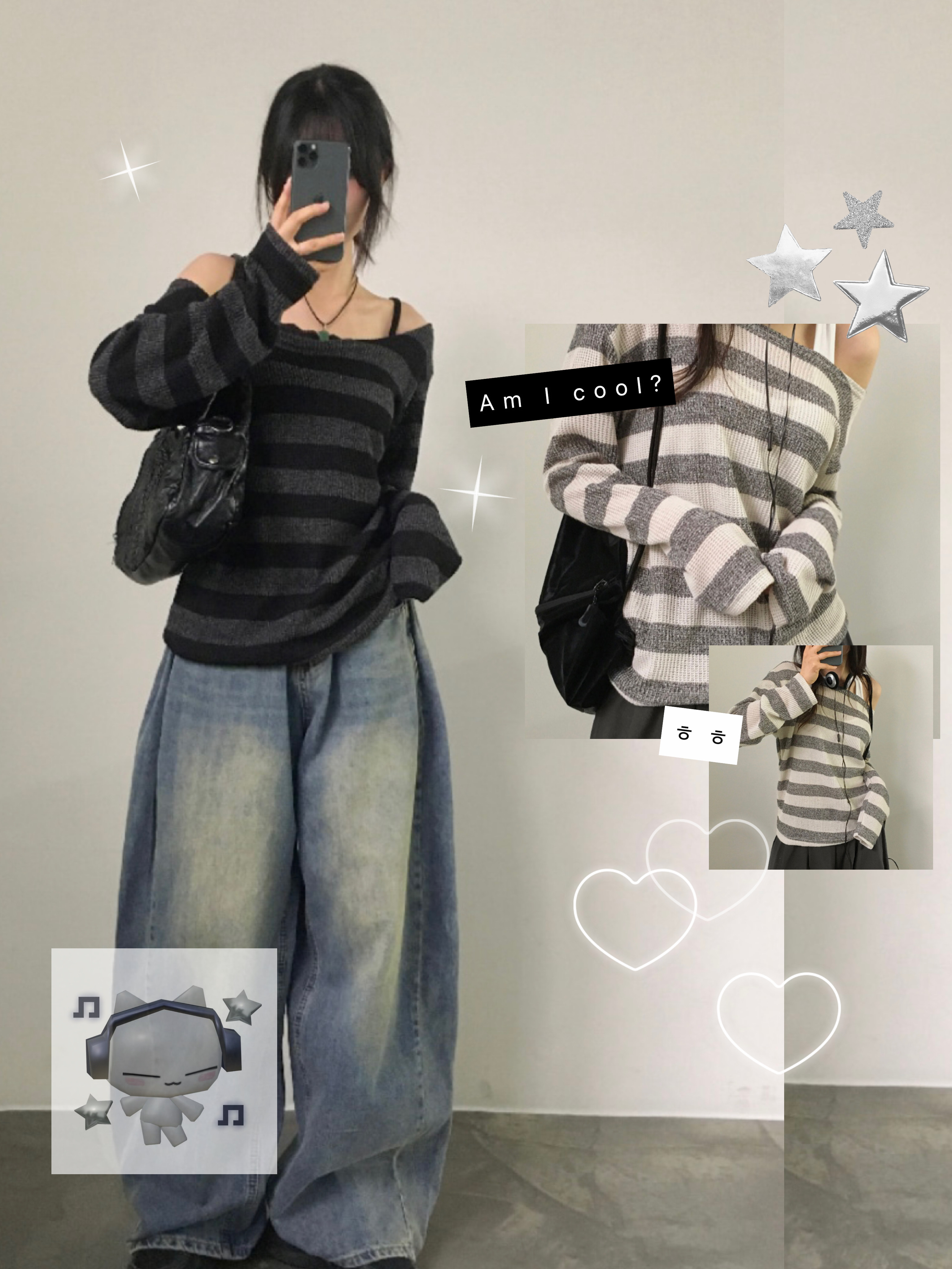 【網站預訂優惠】Daily Striped One Shoulder Knit