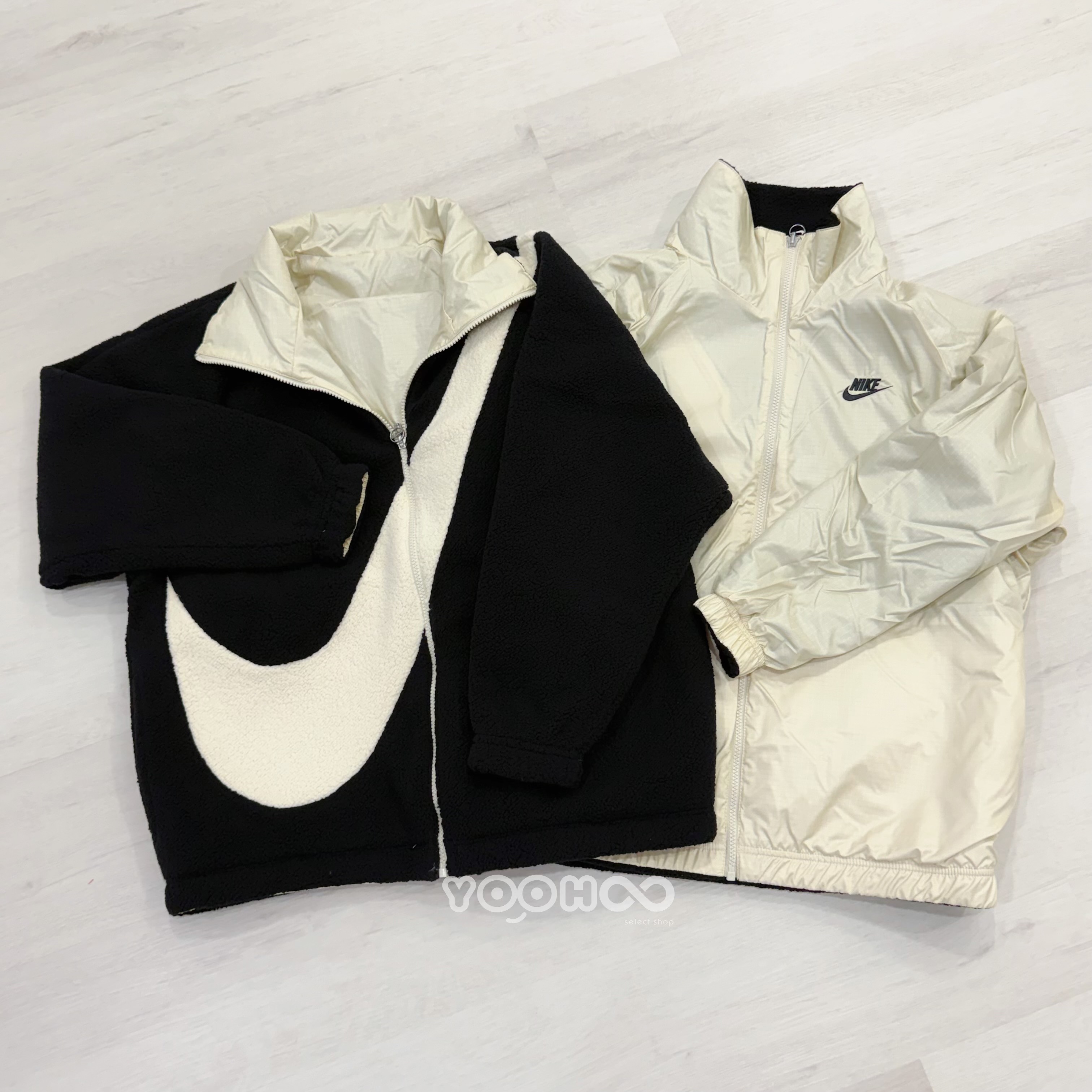 特價現貨┃女款 NIKE 毛毛外套 雙面 雙面穿 毛毛 大勾 搖粒絨 黑白 DC5138-010