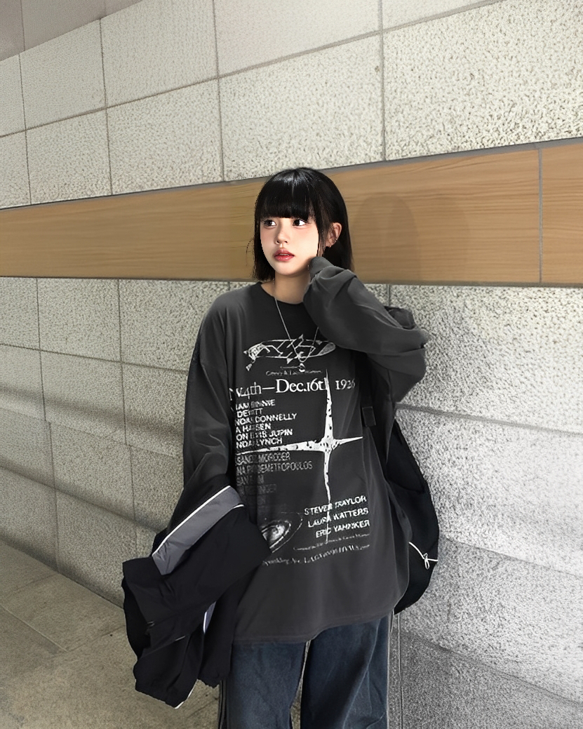 做舊 水洗 斑駁 設計 街頭 長袖