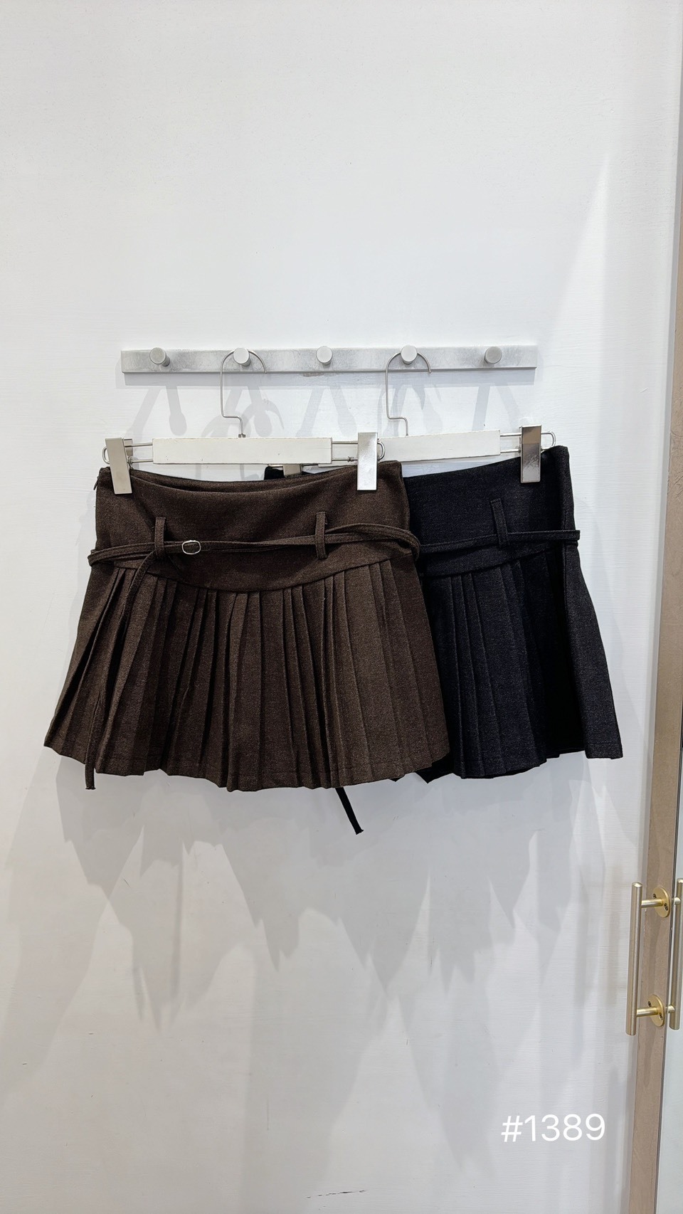 綁繩毛尼百褶短裙