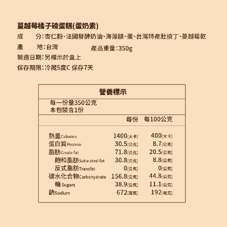 法布甜蔓越莓橘子磅蛋糕