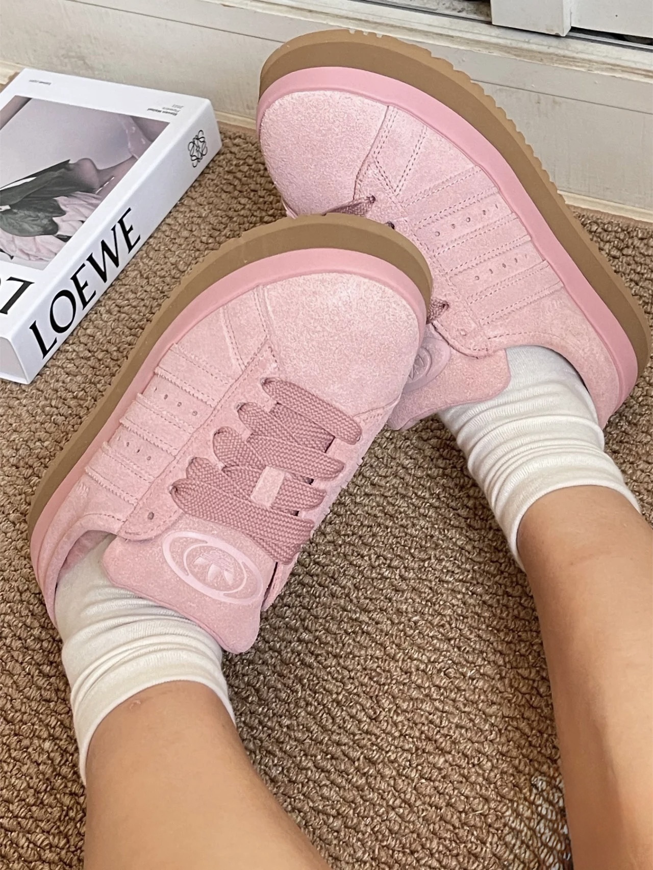 KTQ STORE ‧ Adidas Originals Campus Winter 00s 毛絨麵包鞋 麂皮 加絨 穆勒鞋 粉色 JR3238