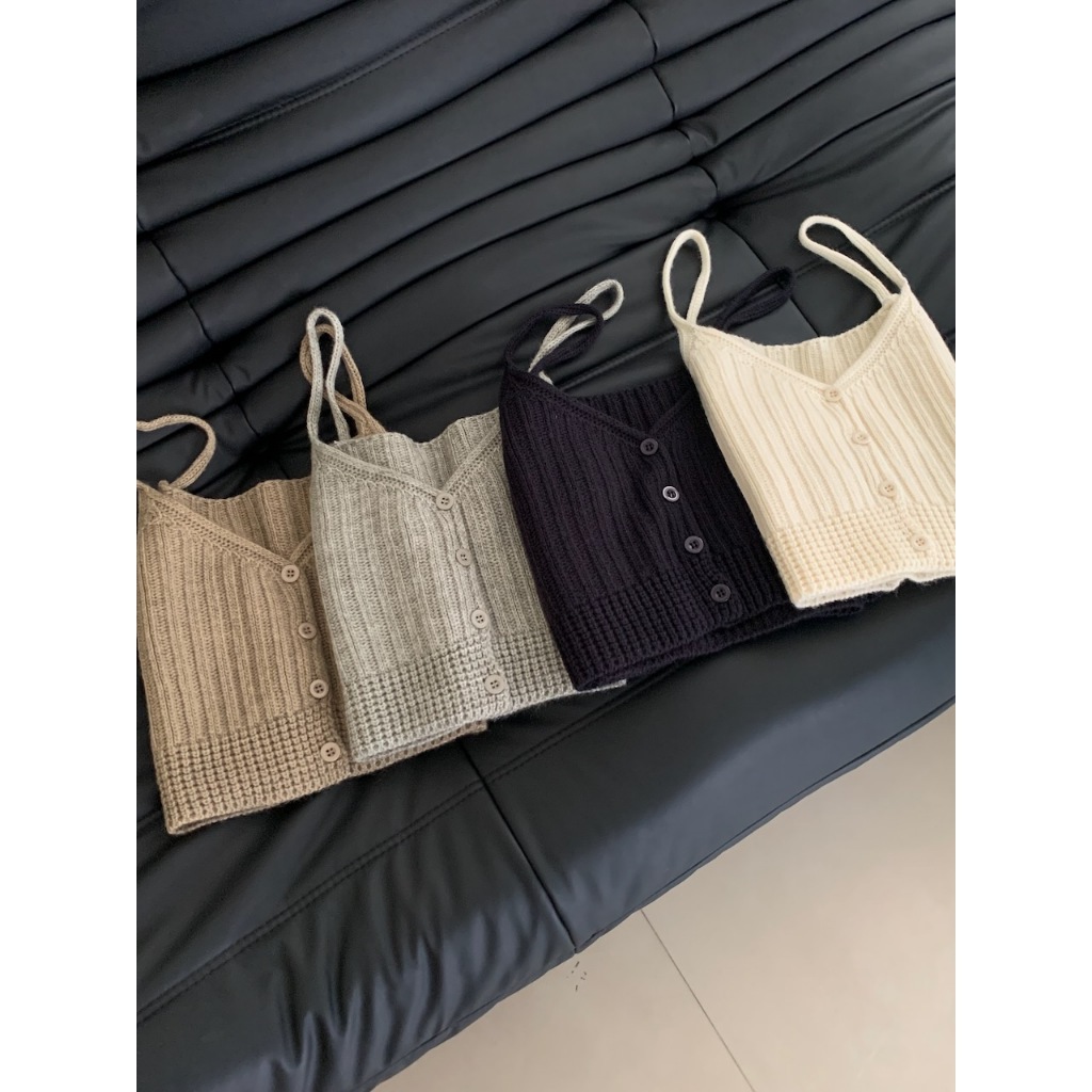 【imfine】暖感大地色 V領排釦針織背心 #8490