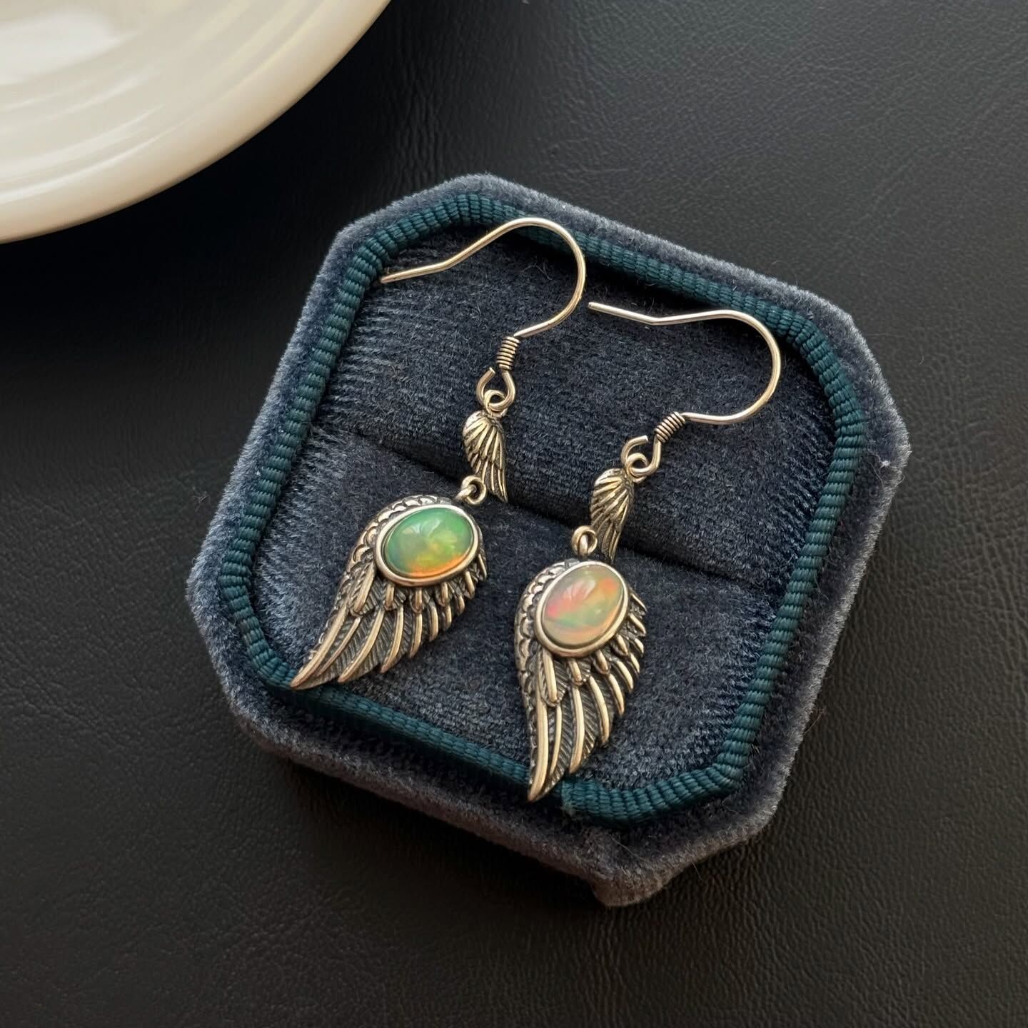 [原石] 衣索比亞蛋白石 翅膀 925銀耳環