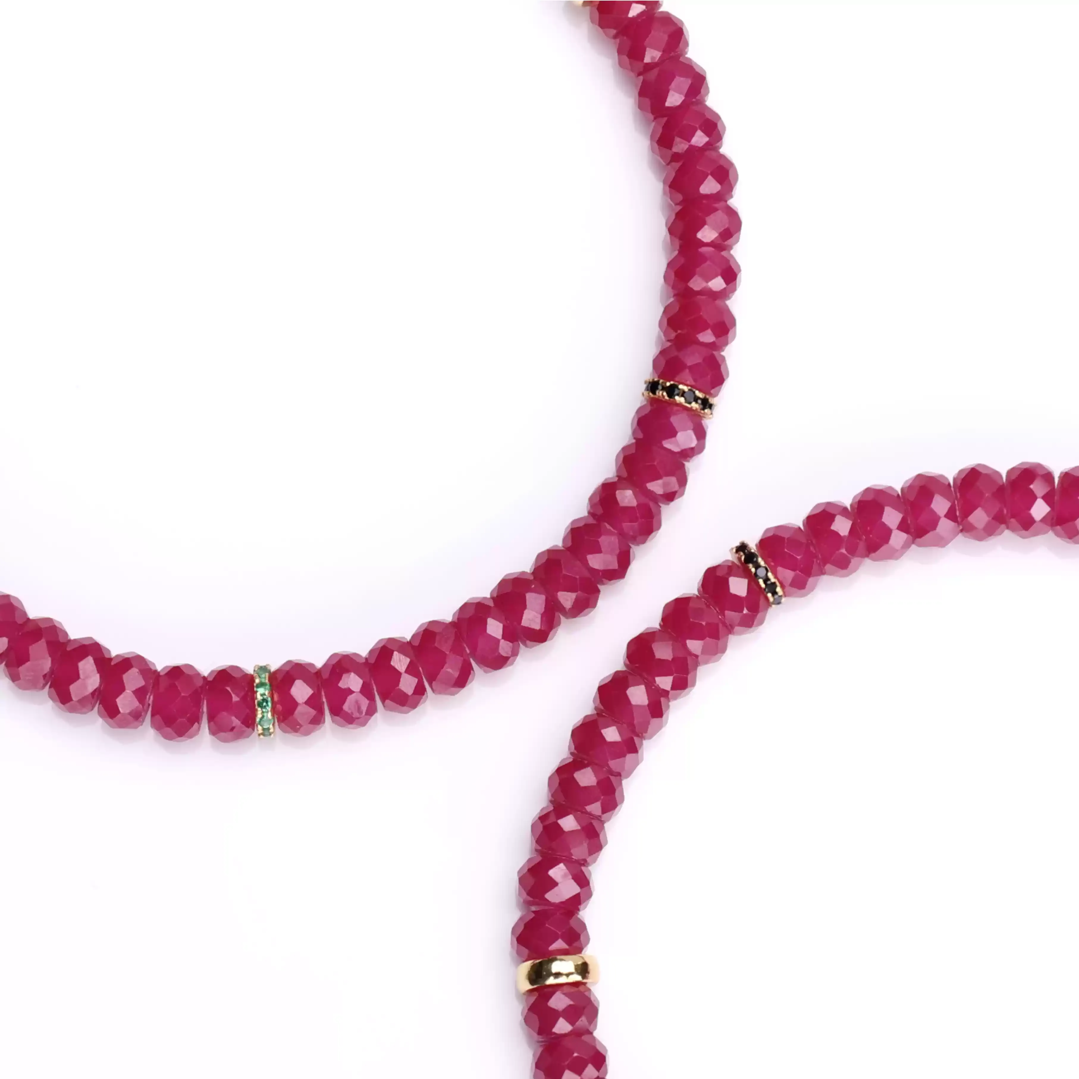 【寶石直切】切面天然紅寶石-銀鑽/素圈直切寶石等級水晶手鍊