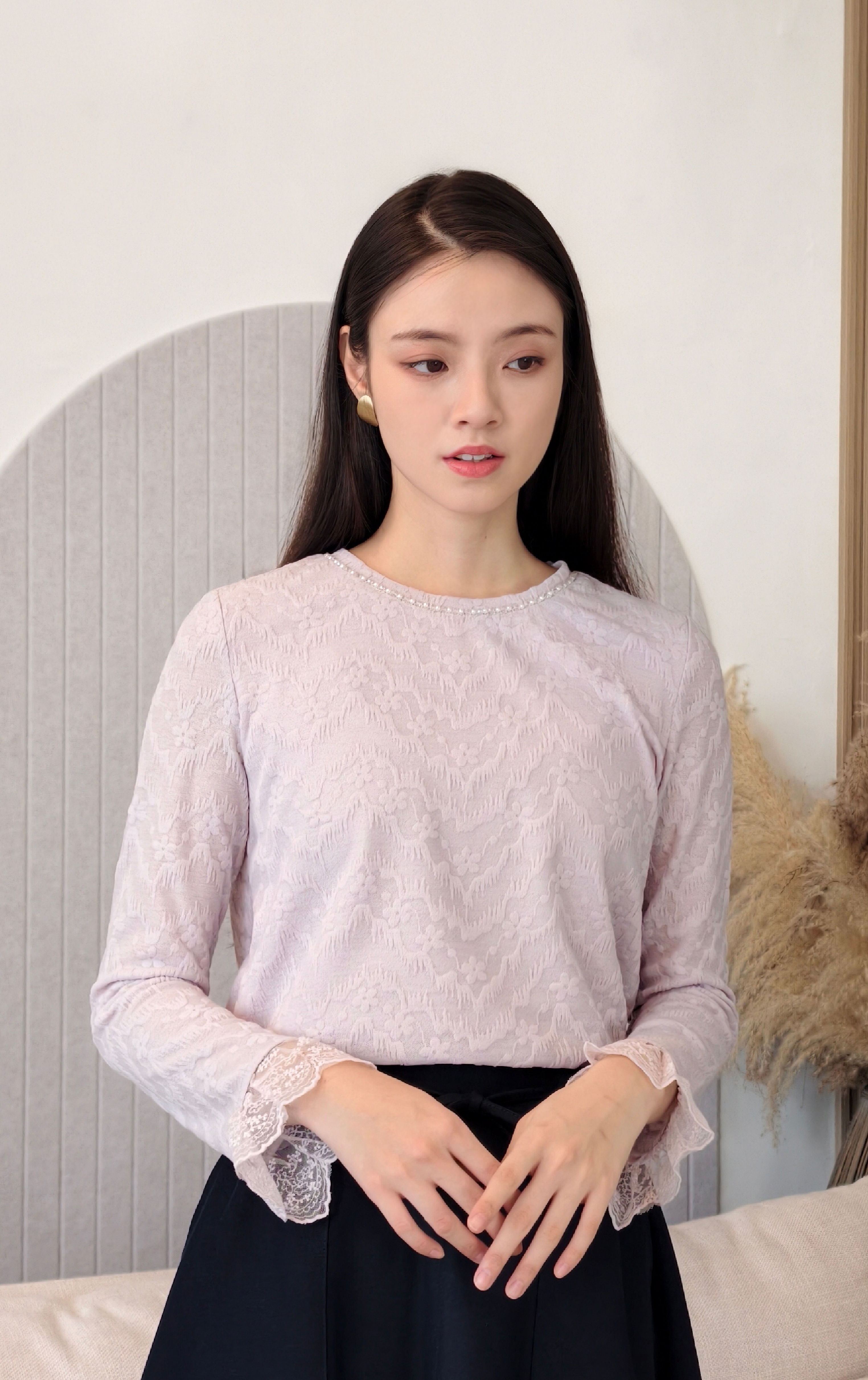 珍珠領口上衣 LT0837