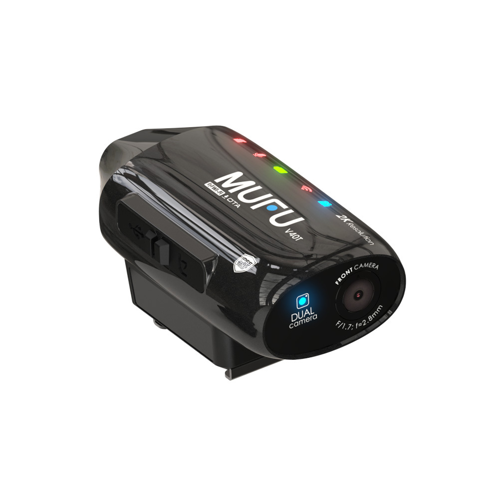 MUFU 雙鏡頭機車行車記錄器 V40T極光機(頭頂款) - 星曜黑｜贈64GB記憶卡