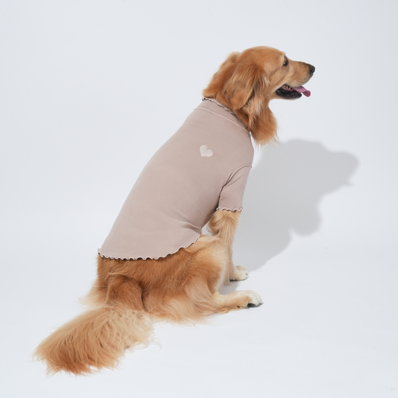 puppygallery｜滾邊愛心上衣 可可棕