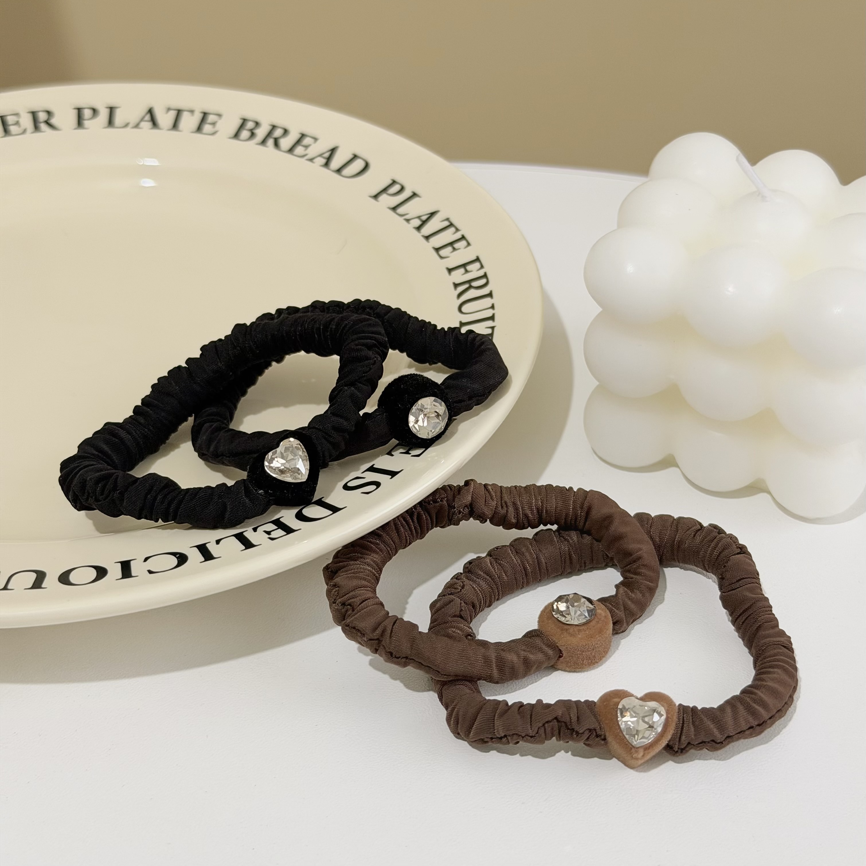 Z603絨布水雪紡鑽髮圈【2入一組】