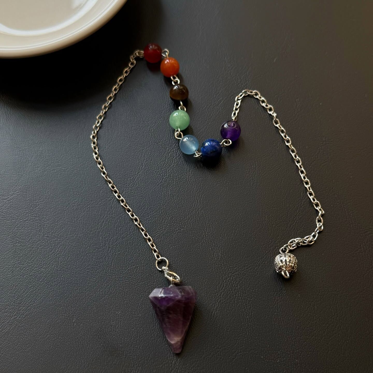 [原石] 夢幻紫水晶 七脈輪水晶靈擺