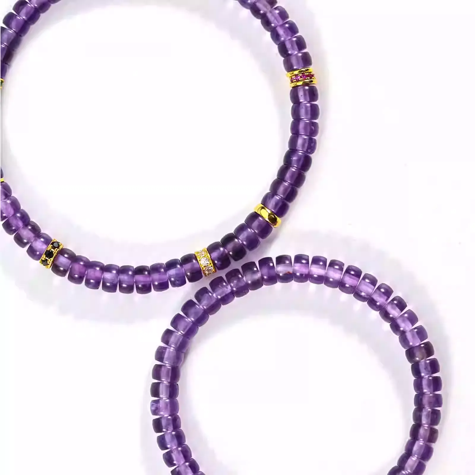 【寶石直切】紫水晶-銀鑽/素圈直切寶石等級水晶手鍊