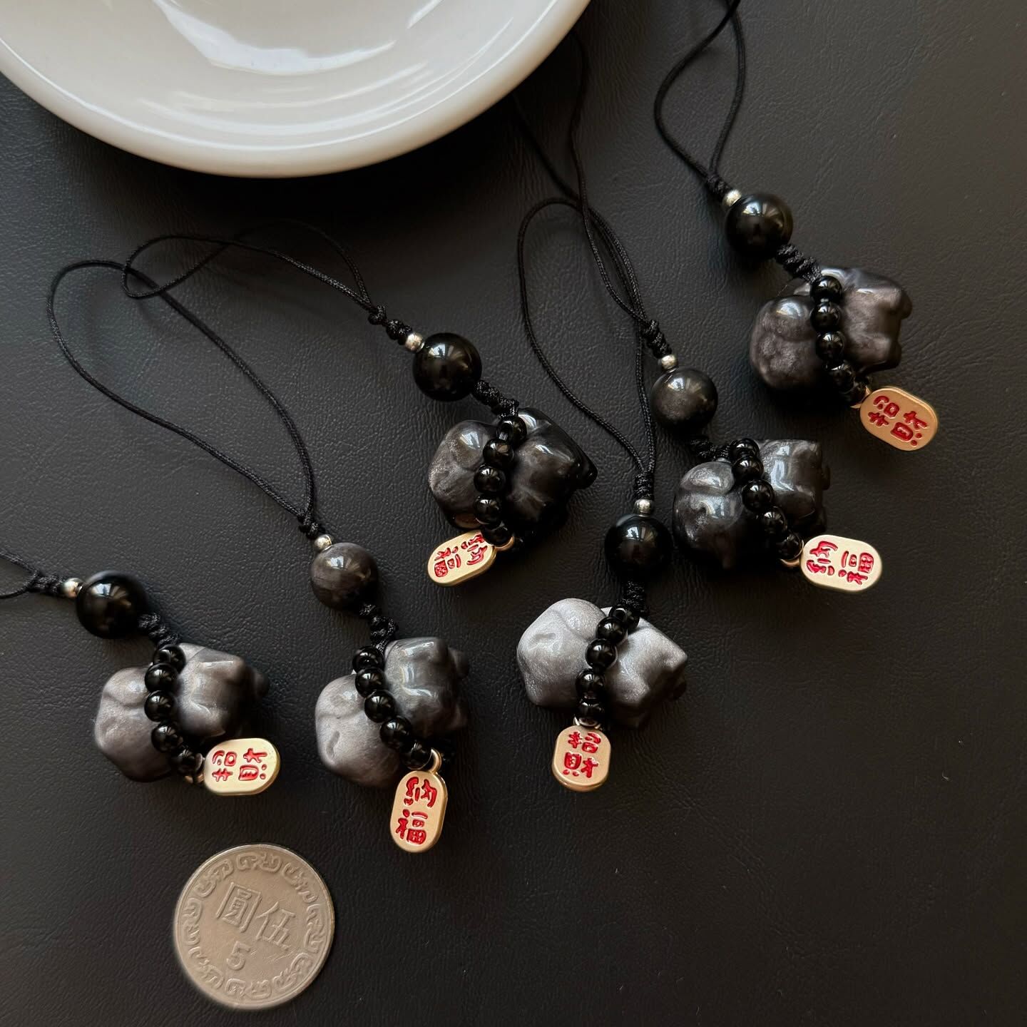 [原石] 銀曜石 小狗 吊飾