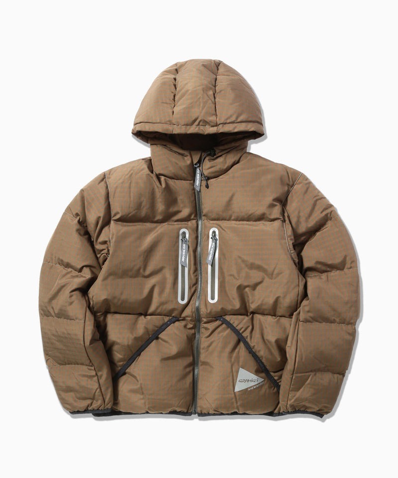 and wander｜GRAMICCI wool check down jacket