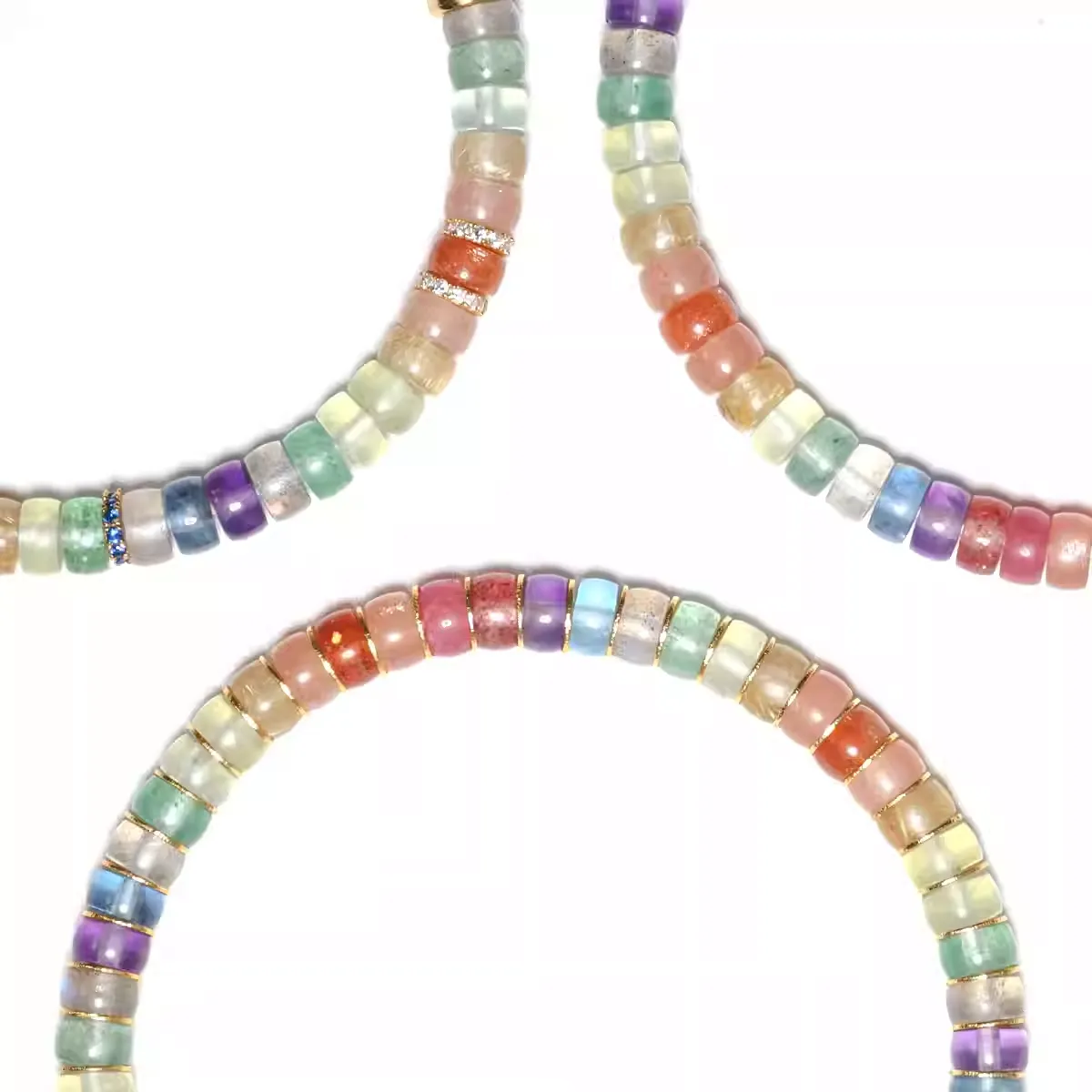 【寶石直切】全功效多寶彩虹-銀鑽/素圈直切寶石等級水晶手鍊