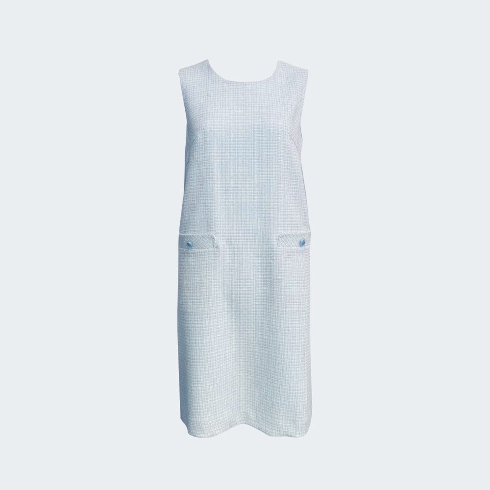 迷霧格紋小香風無袖洋裝