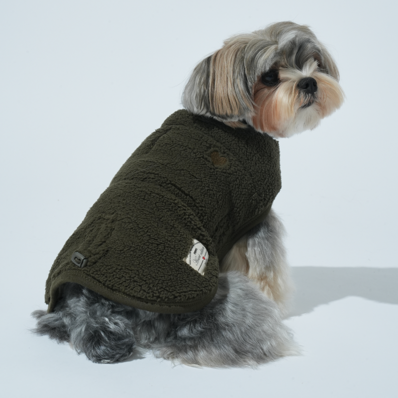 puppygallery｜柔軟雙面披風 橄欖綠