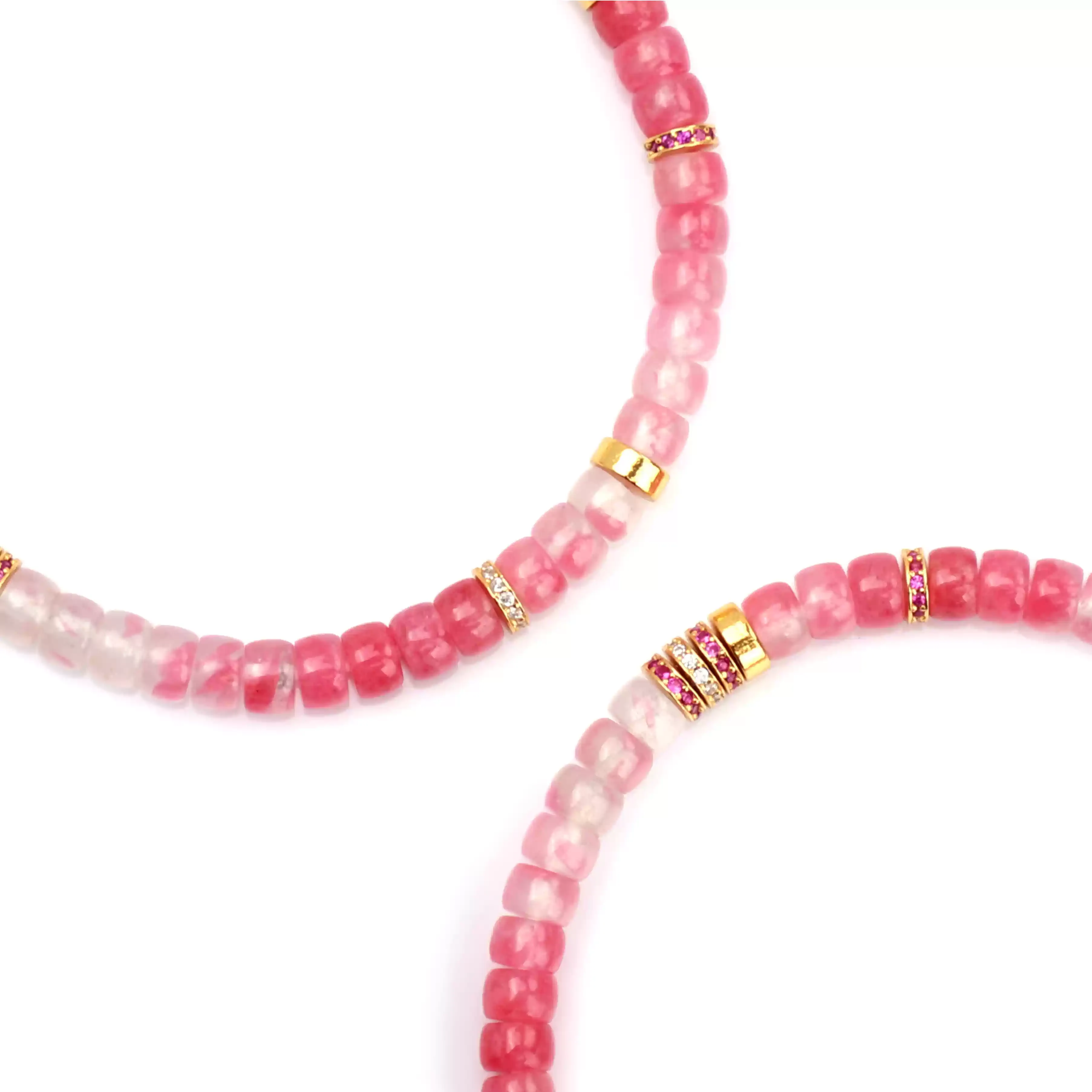 【寶石直切】櫻花雨漸變薔薇石直切寶石等級水晶手鍊