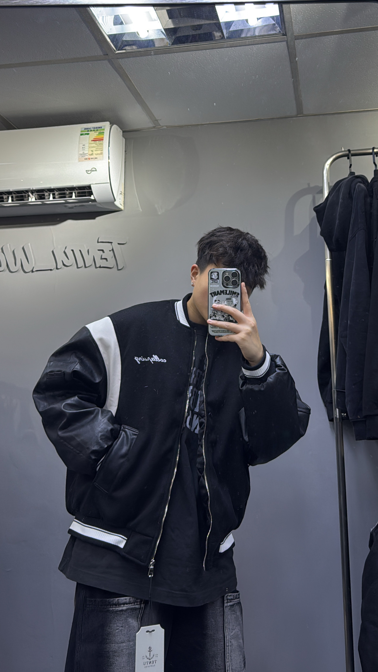 JK0018 皮袖拼色外套