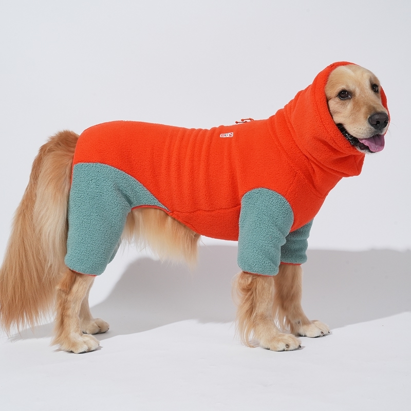 puppygallery｜撞色絨毛四腳衣 亮橘