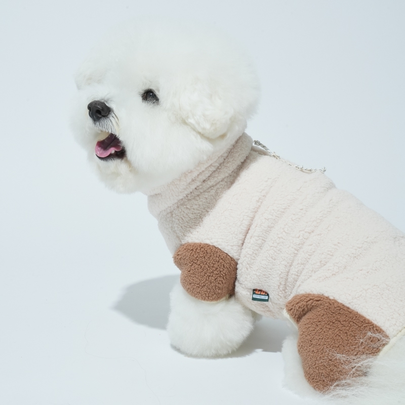 puppygallery｜撞色絨毛四腳衣 象牙白