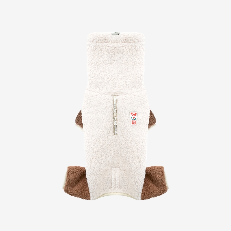 puppygallery｜撞色絨毛四腳衣 象牙白