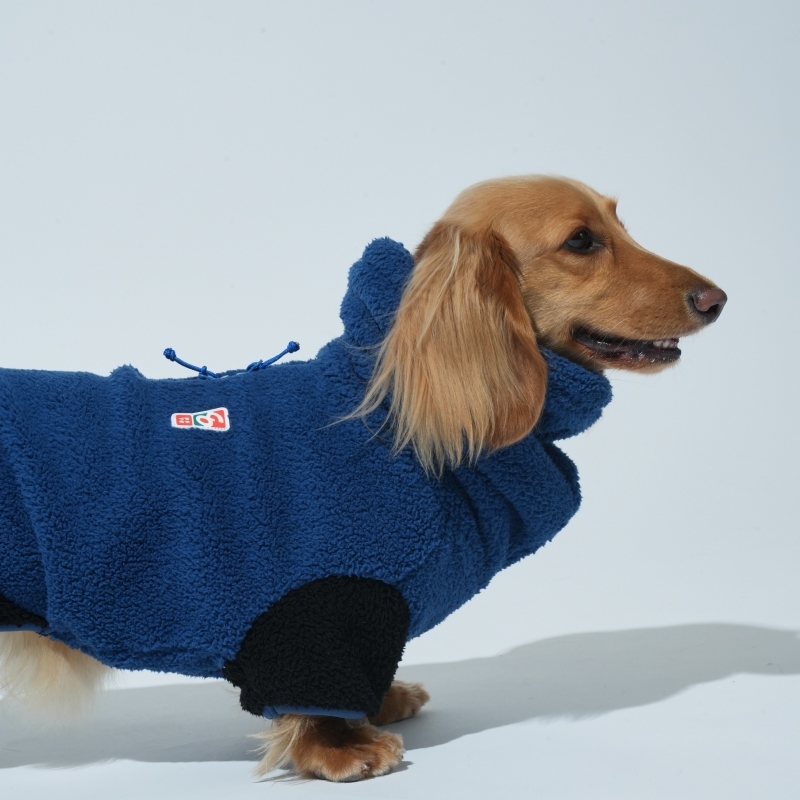 puppygallery｜撞色絨毛四腳衣 深藍