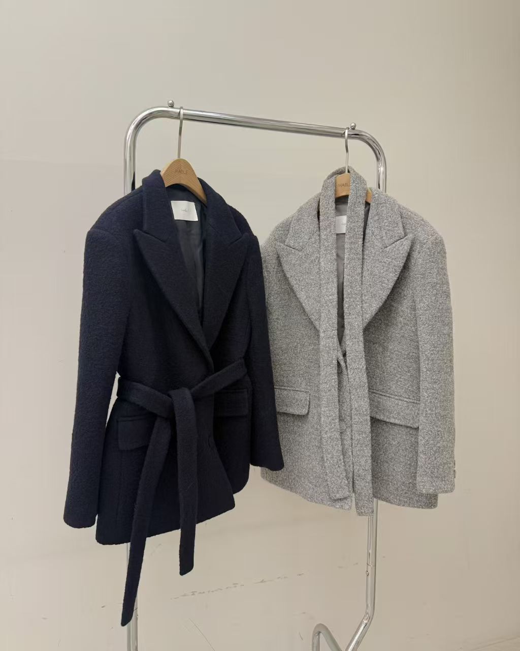 HA5219 短毛腰帶wool大衣外套