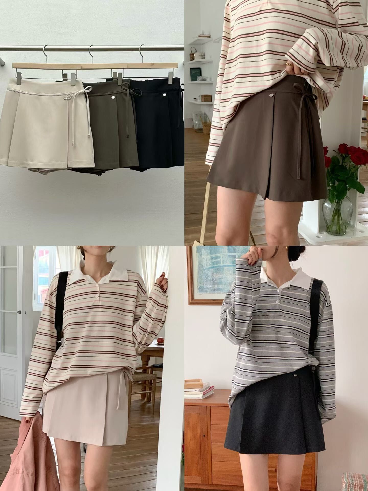 RF5212 氣質腰繩壓摺短裙褲