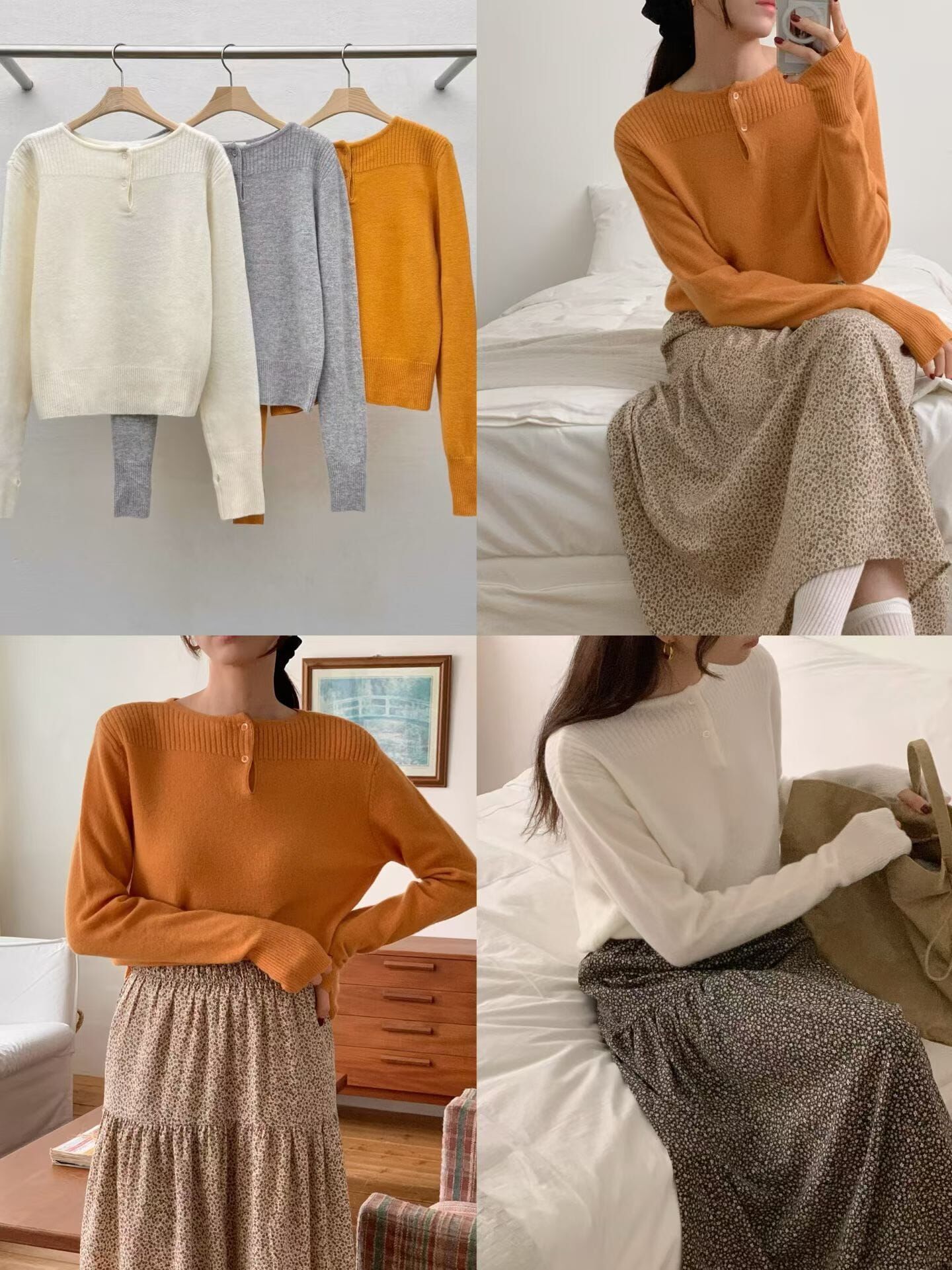 RF5214 羅紋小鈕扣領口針織上衣