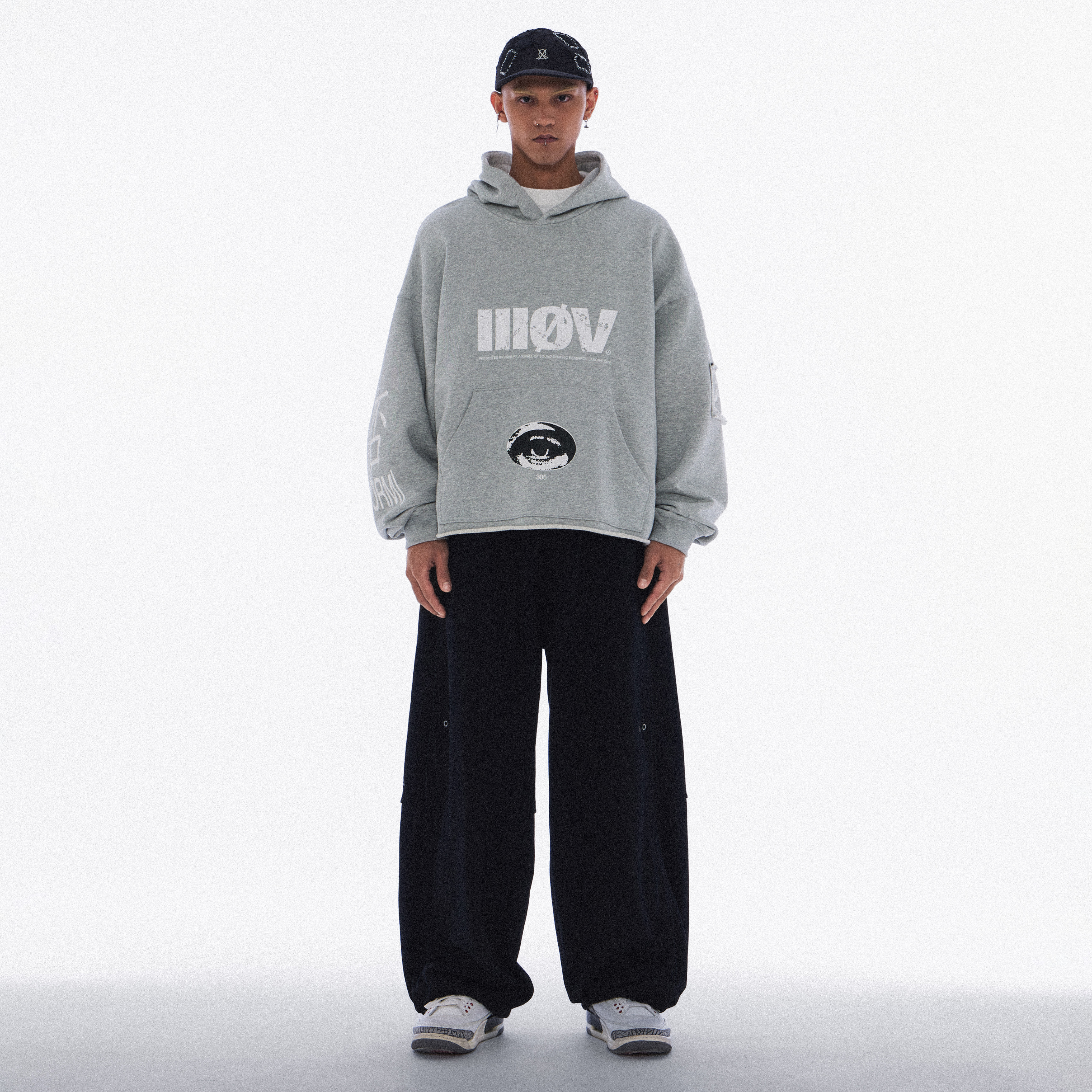 Wall of Sound - 4:02/“HOOKS” 5-3X Cropped Hoodie -  Heather Grey