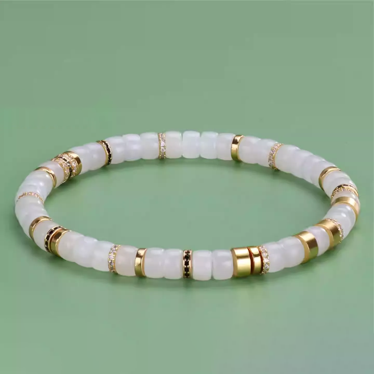 【寶石直切】青海和田白玉直切寶石等級水晶手鍊