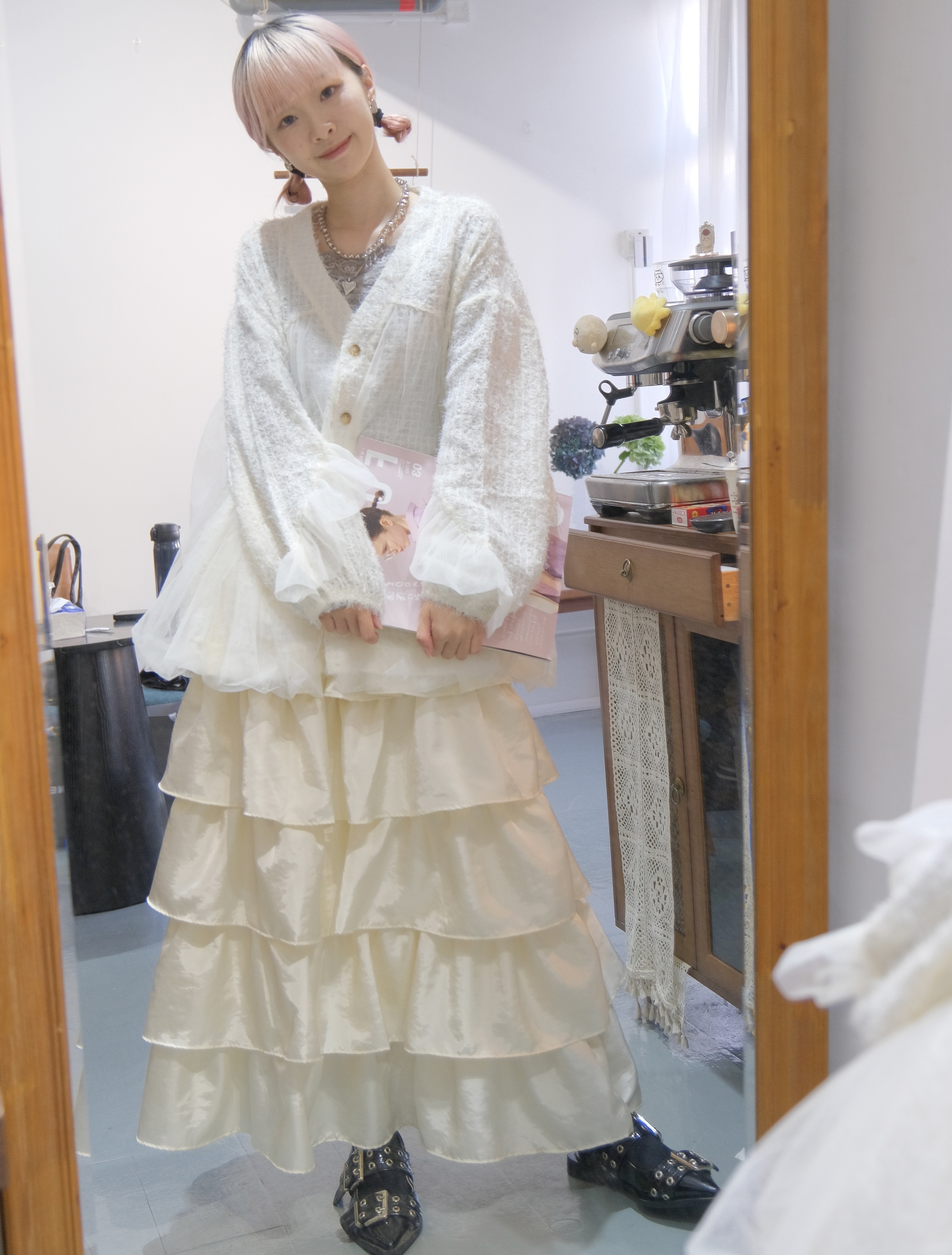 [兩色入]緞面層層大散SK(Ivory)