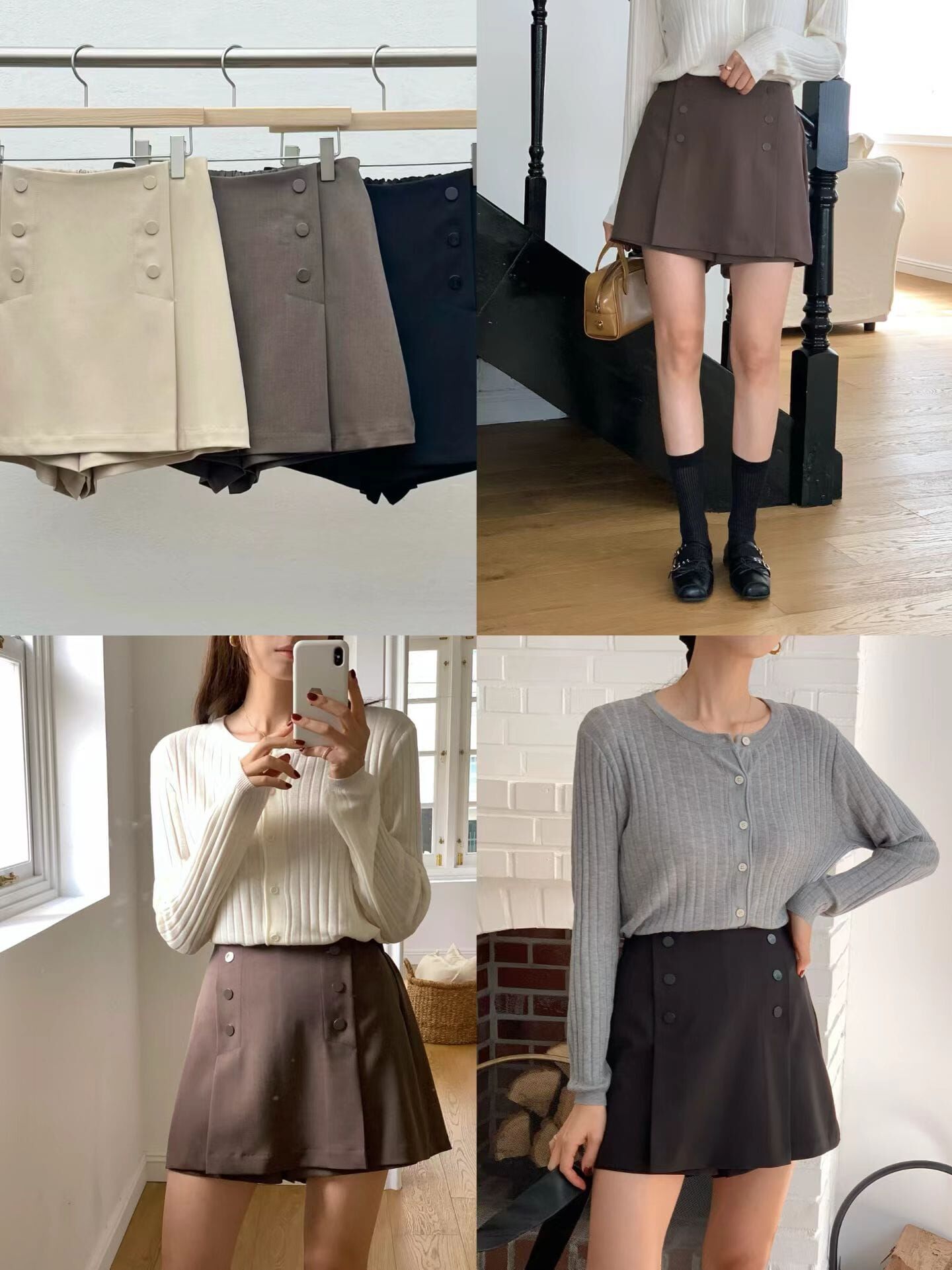 RF5221 排扣斯文短裙褲