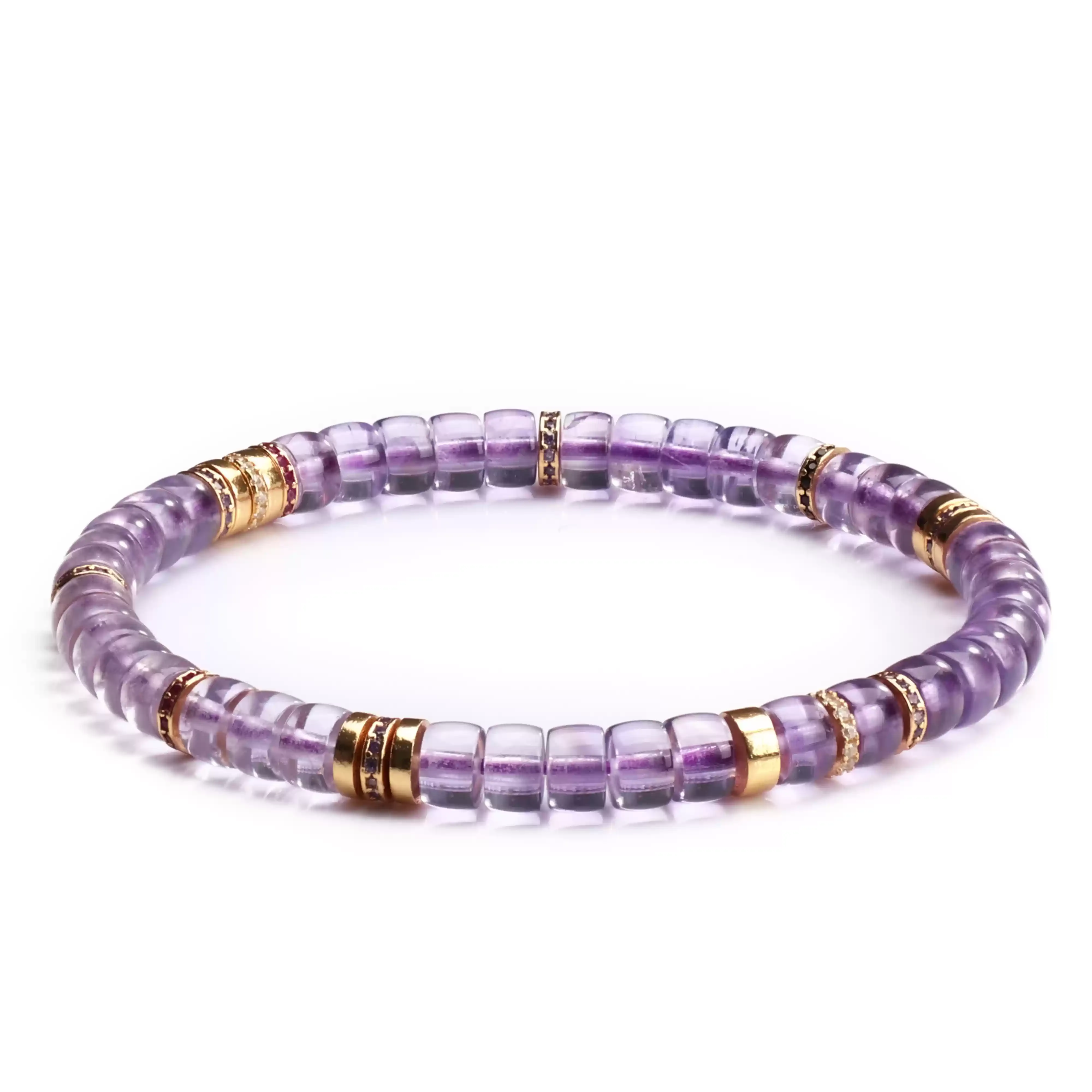 【寶石直切】紫塔晶/紫水晶直切寶石等級水晶手鍊