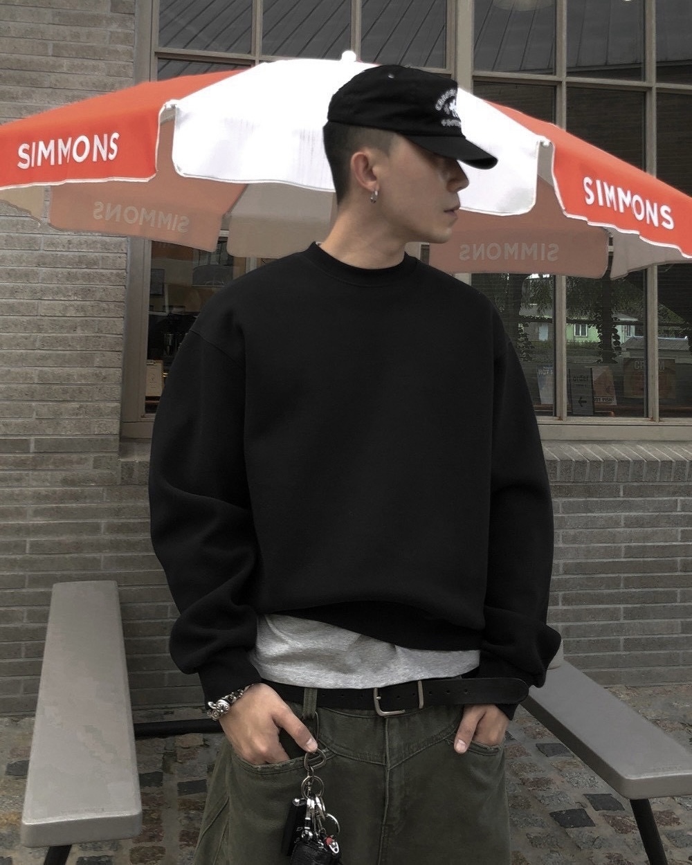 BOXY 短版 刷毛 圓領 男女 長袖 大學T