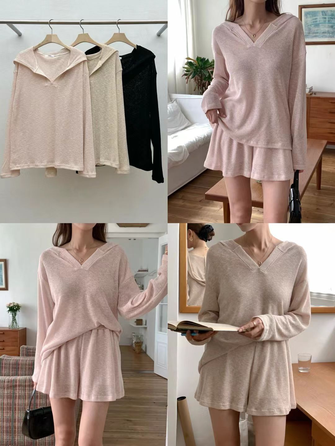 RF5235 韓妹傭懶風薄針織2件套