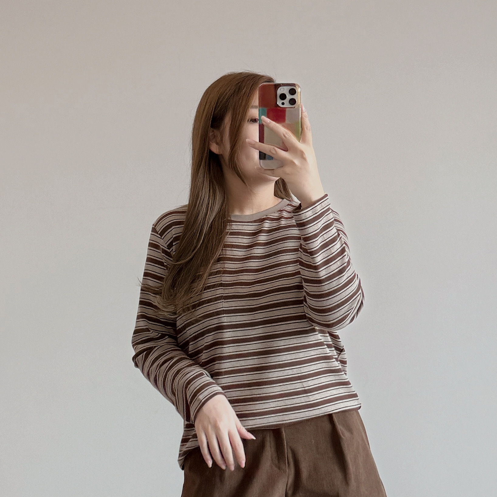 現貨 7314 百搭啡杏粗間軟糯TOP