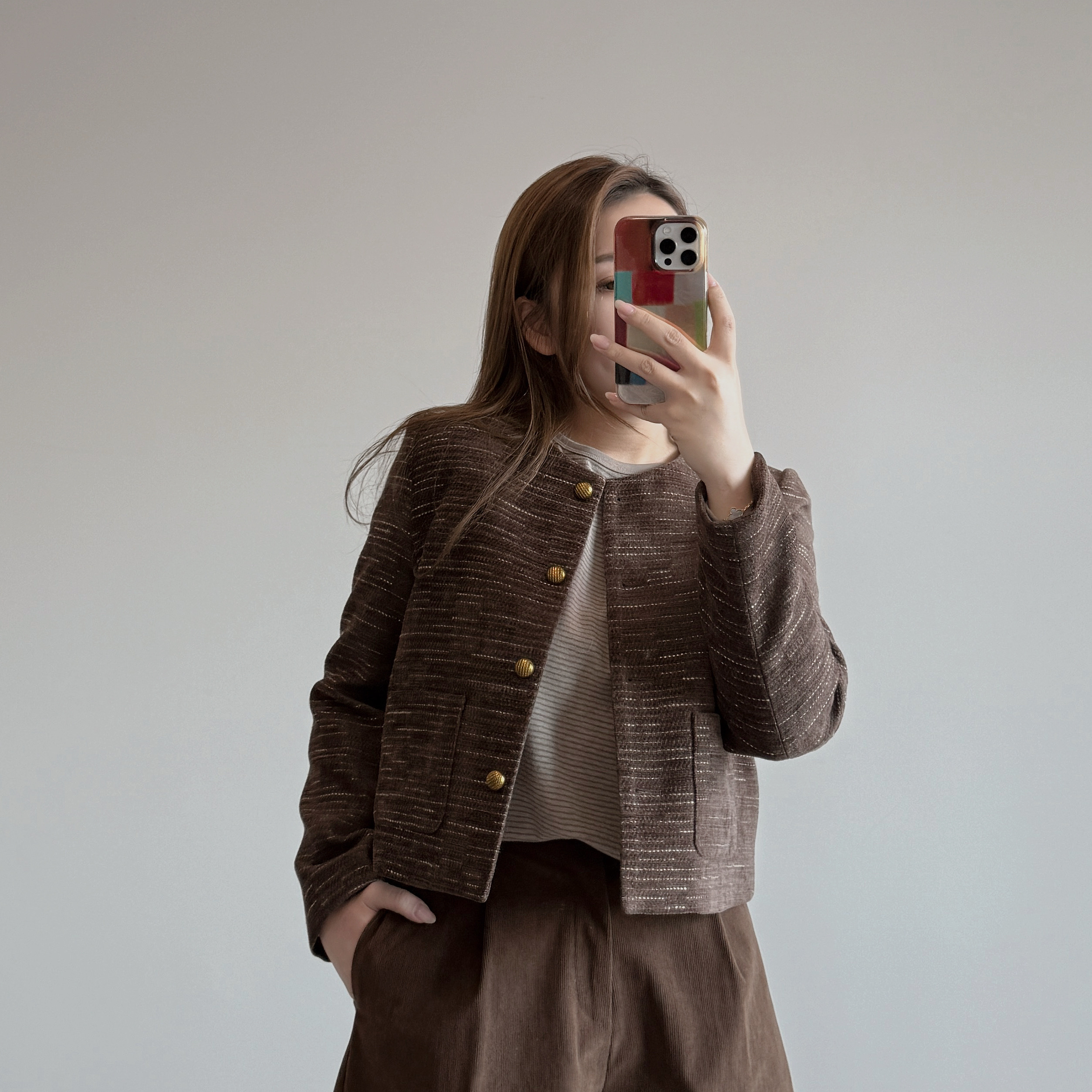 現貨 7293 復古啡經典款Tweed Jacket