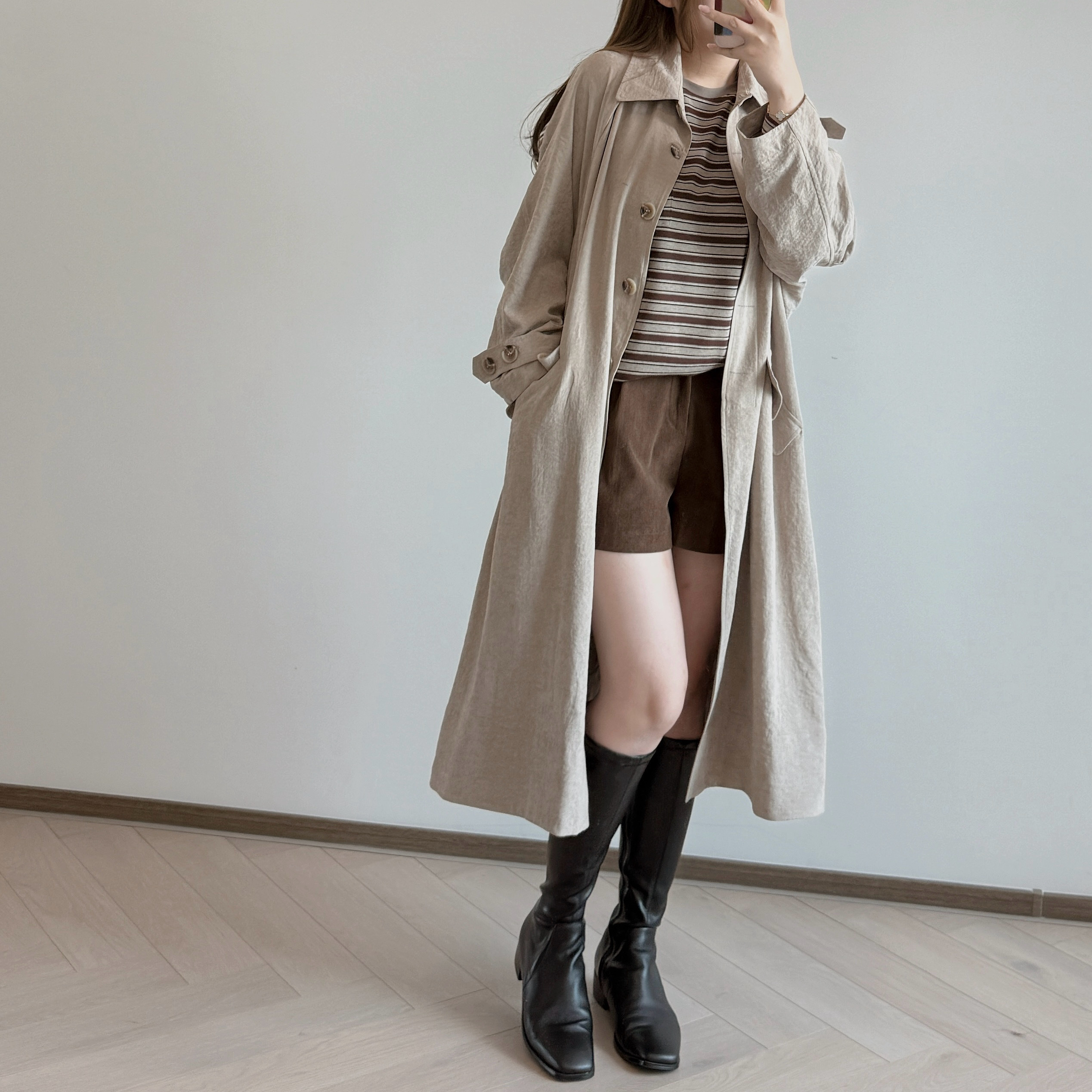現貨 7269 卡其灰氛圍感長風衣