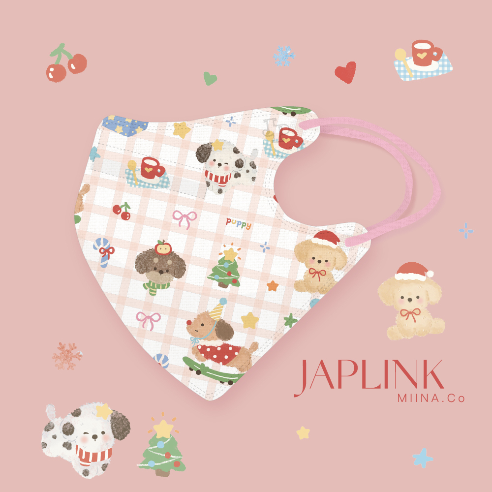 JAPLINK MASK 立體口罩【 HEPA 設計款 】聖誕狗狗