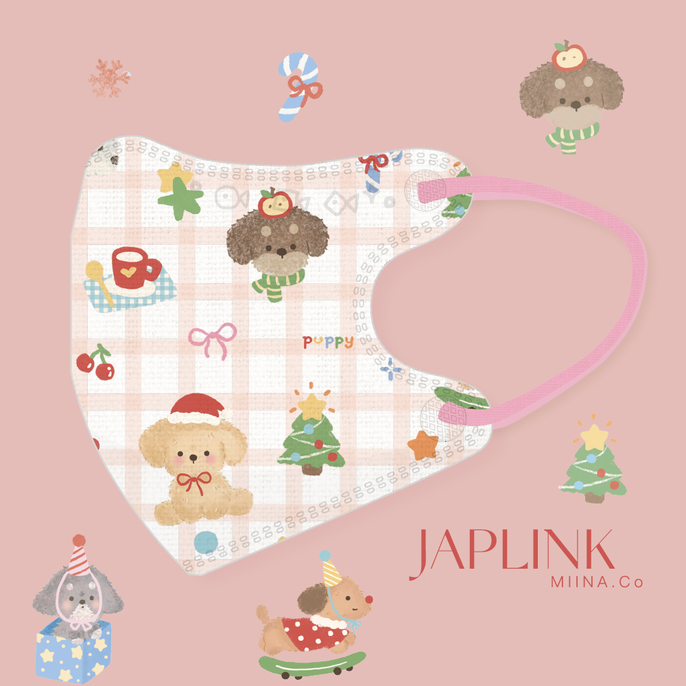 JAPLINK【 VXS 0~3歲 】3D 立體幼童口罩 / 小聖誕狗狗