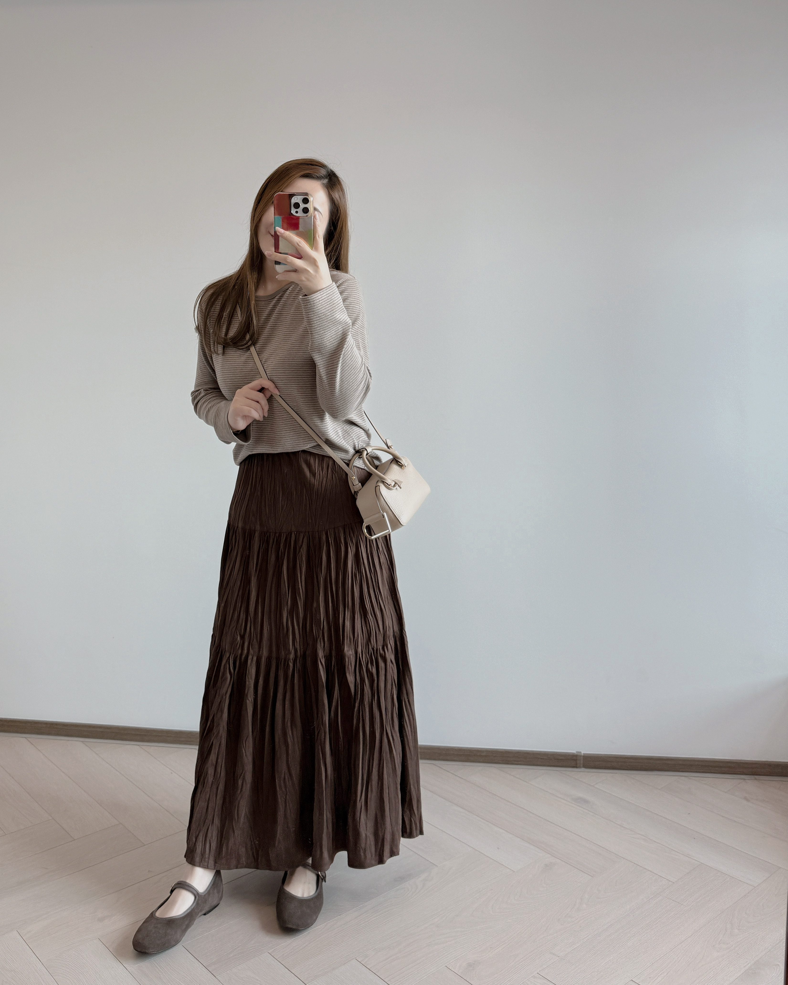 現貨 7309 Soft-touch 深啡麂皮絨半裙