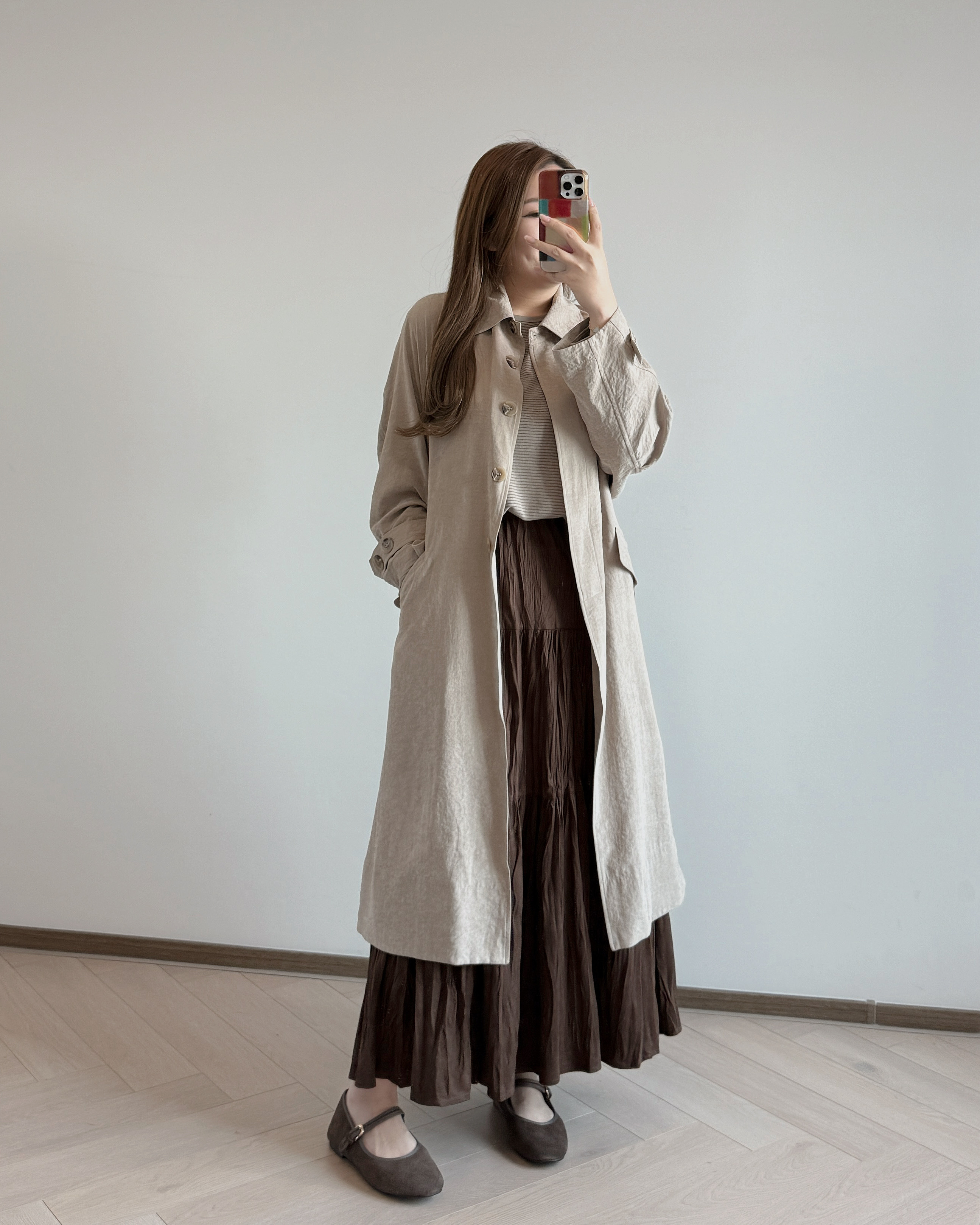 現貨 7269 卡其灰氛圍感長風衣