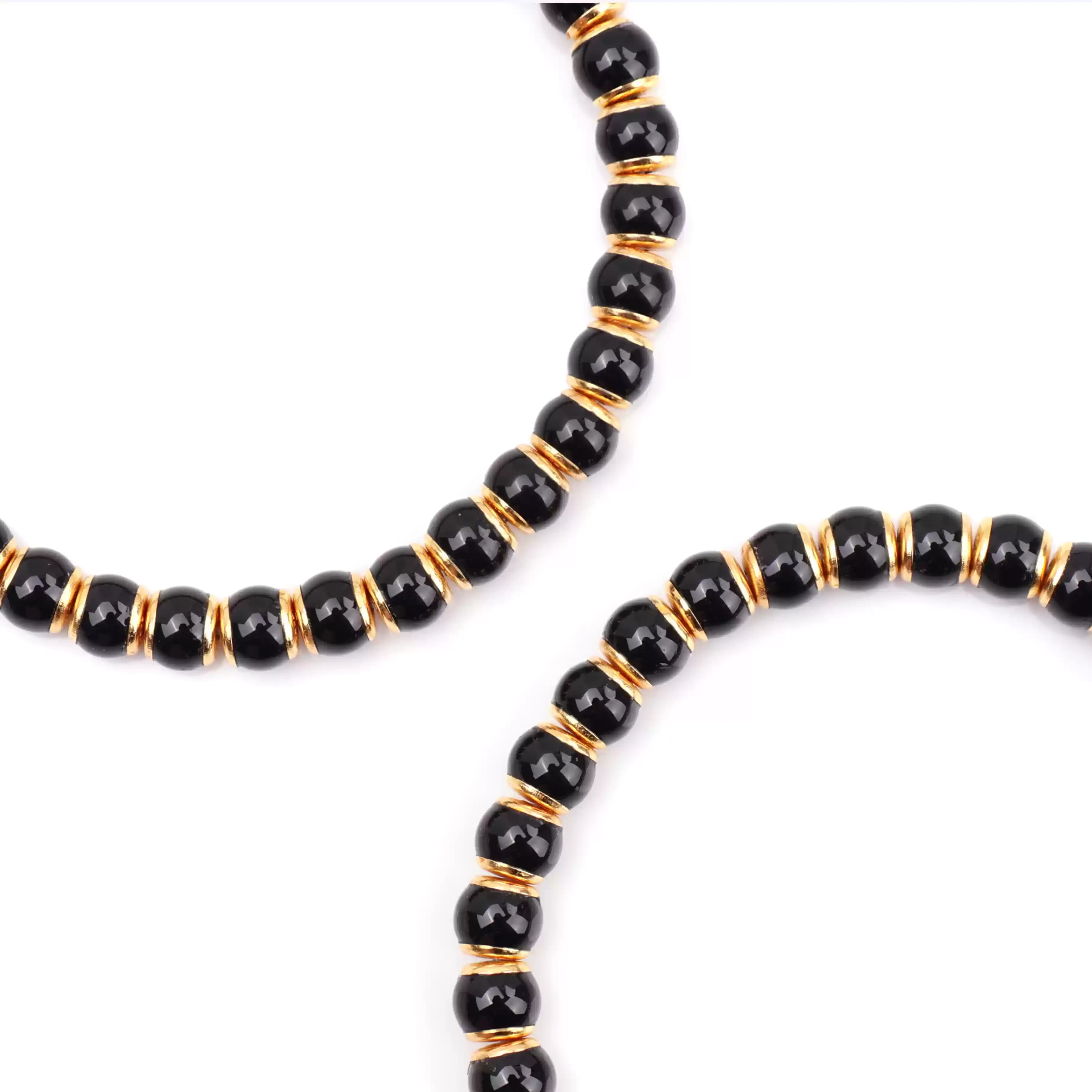 【寶石直切】黑金瑪瑙貼金直切寶石等級水晶手鍊