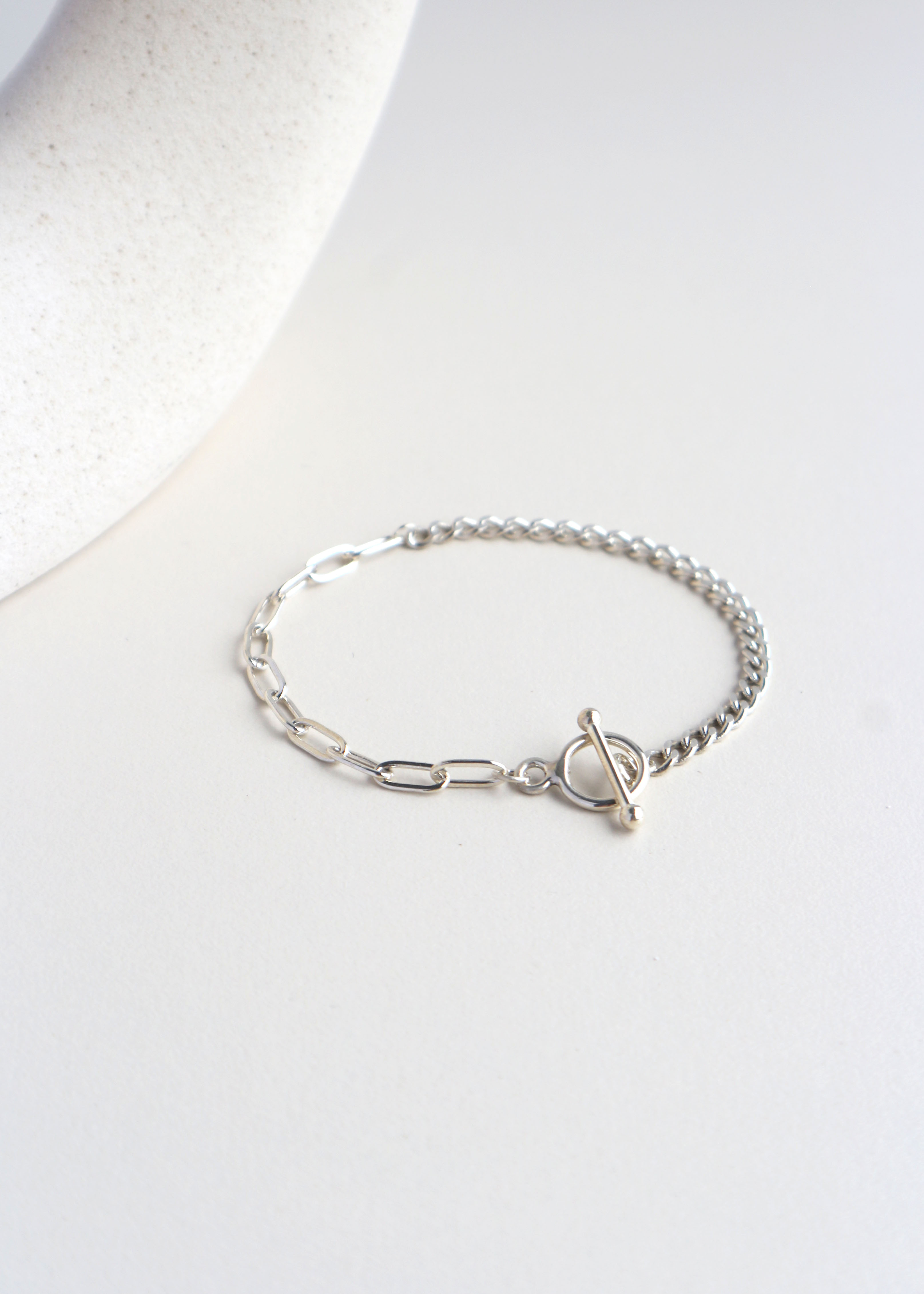 古巴方塊純銀不對稱手鍊